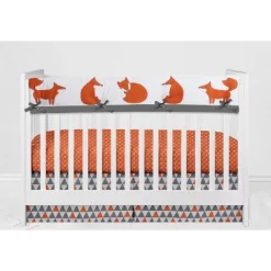 Bacati - Playful Fox Orange Gray 10 Pc Crib Bedding Set With Long Rail Guard Cover 19 Bacati - Playful Fox Orange Gray 10 Pc Crib Bedding Set With Long Rail Guard Cover -Baby Products GUEST 013861c4 179a 48b3 be8e 1020898d7ad1