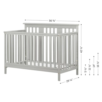Cotton Candy Baby Crib 4 Heights With Toddler Rail - Soft Gray - South Shore 11 Cotton Candy Baby Crib 4 Heights With Toddler Rail - Soft Gray - South Shore - Image 9