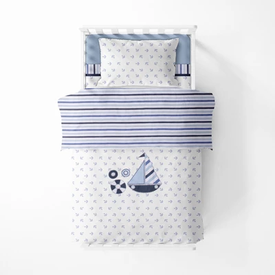 Bacati - Little Sailor Blue Navy 3 Pc Toddler Sheet Set 7 Bacati - Little Sailor Blue Navy 3 Pc Toddler Sheet Set - Image 5