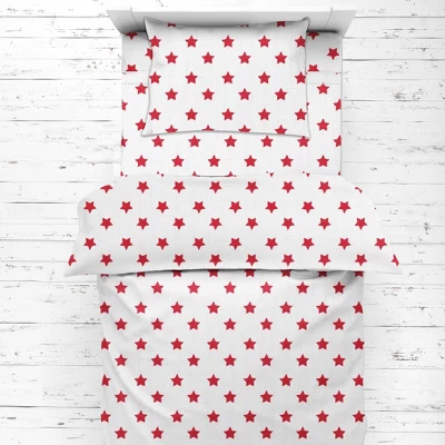 Bacati - Stars Red Ikat Muslin 4 Pc Toddler Bedding Set 6 Bacati - Stars Red Ikat Muslin 4 Pc Toddler Bedding Set - Image 4