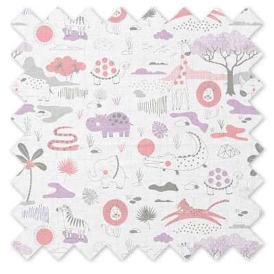 Jungle Safari Girls Lilac/Coral 2 Pack Muslin Swaddling Blanket 9 Jungle Safari Girls Lilac/Coral 2 Pack Muslin Swaddling Blanket - Image 7
