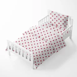 Bacati - Stars Red Ikat Muslin 4 Pc Toddler Bedding Set