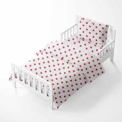 Bacati - Stars Red Ikat Muslin 4 Pc Toddler Bedding Set 3 Bacati - Stars Red Ikat Muslin 4 Pc Toddler Bedding Set