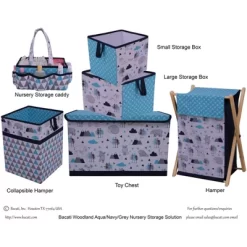 Bacati - Woodlands Aqua/Navy/Gray Boys Laundry Hamper With Wooden Frame 9 Bacati - Woodlands Aqua/Navy/Gray Boys Laundry Hamper With Wooden Frame -Baby Products GUEST 14da58f5 2cea 4701 bb84 03118f421629