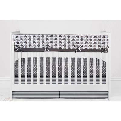 Bacati - Elephants White/Gray 10 Pc Crib Bedding Set With Long Rail Guard Cover 10 Bacati - Elephants White/Gray 10 Pc Crib Bedding Set With Long Rail Guard Cover - Image 8