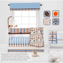 Bacati - Mod Sports Blue Orange Chocolate 11 Pc Crib Bedding Set With Long Rail Guard Cover -Baby Products GUEST 1d17b0bf b9f3 4a9f 84aa 7432ea1129fe