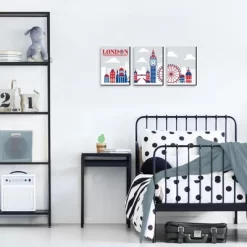 Big Dot Of Happiness Cheerio, London - British UK Skyline Wall Art, Nursery Decor And Kids Room Decorations Ideas - 7.5 X 10 Inches - Set Of 3 Prints