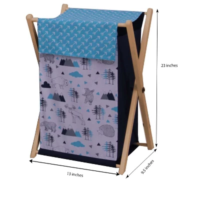 Bacati - Woodlands Aqua/Navy/Gray Boys Laundry Hamper With Wooden Frame 4 Bacati - Woodlands Aqua/Navy/Gray Boys Laundry Hamper With Wooden Frame - Image 2