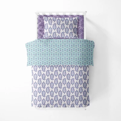 Bacati - Paisley Isabella Purple Lilac Aqua 4 Pc Toddler Bedding Set 4 Bacati - Paisley Isabella Purple Lilac Aqua 4 Pc Toddler Bedding Set - Image 2