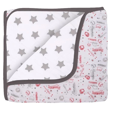 Bacati - Boys Baseball Muslin Red Gray 4 Pc Crib Bedding Set With Sleeping Bag 5 Bacati - Boys Baseball Muslin Red Gray 4 Pc Crib Bedding Set With Sleeping Bag - Image 3