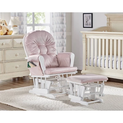 Suite Bebe Mason Glider And Ottoman - White Wood And Pink Fabric 3 Suite Bebe Mason Glider And Ottoman - White Wood And Pink Fabric
