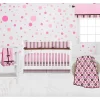 Bacati - Mod Dots Stripes Pink Fuschia Beige Chocolate 6 Pc Crib Bedding Set With Long Rail Guard Cover