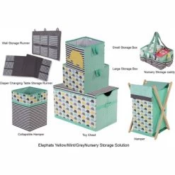 Bacati - Elephants Mint/Yellow/Gray Collapsible Laundry Hamper -Baby Products GUEST 2f453925 c2c0 4d1e 9592 078b557a1b33
