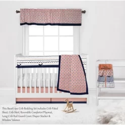 Bacati - Olivia Coral Navy 6 Pc Crib Bedding Set With Long Rail Guard Cover 14 Bacati - Olivia Coral Navy 6 Pc Crib Bedding Set With Long Rail Guard Cover -Baby Products GUEST 310cf63d 9f3c 4962 b273 9a22c8a49927