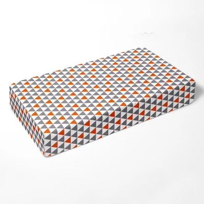 Bacati - Triangles Orange Gray 100 Percent Cotton Universal Baby US Standard Crib Or Toddler Bed Fitted Sheet 3 Bacati - Triangles Orange Gray 100 Percent Cotton Universal Baby US Standard Crib Or Toddler Bed Fitted Sheet