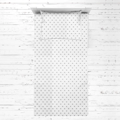 Bacati - Hearts Gray Muslin 3 Pc Toddler Bed Sheet Set 100 Percent Cotton 4 Bacati - Hearts Gray Muslin 3 Pc Toddler Bed Sheet Set 100 Percent Cotton - Image 2