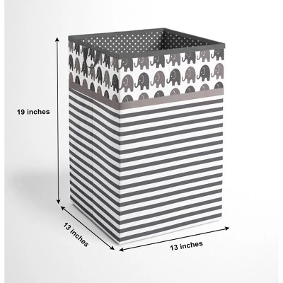 Bacati - Elephants White/Gray Collapsible Laundry Hamper 5 Bacati - Elephants White/Gray Collapsible Laundry Hamper - Image 3