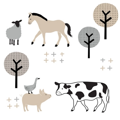 Lambs & Ivy Baby Farm Animals 5-Piece White/Taupe Baby Crib Bedding Set 9 Lambs & Ivy Baby Farm Animals 5-Piece White/Taupe Baby Crib Bedding Set - Image 7