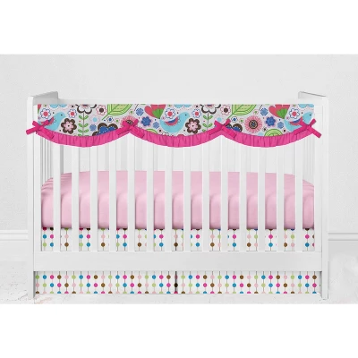 Bacati - Botanical Floral Birds Pink Multicolor 6 Pc Crib Bedding Set With Long Rail Guard Cover 8 Bacati - Botanical Floral Birds Pink Multicolor 6 Pc Crib Bedding Set With Long Rail Guard Cover - Image 6