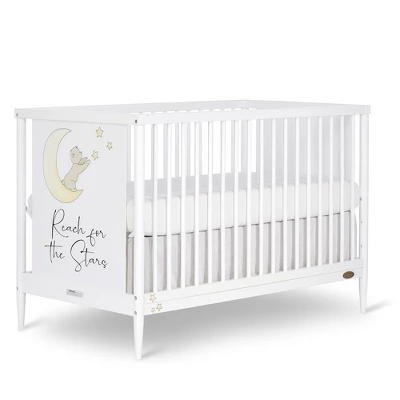 Dream On Me Moon Bear Reaching For The Stars 4 In 1 Modern Island Convertible Crib With Rounded Spindles Mural On One End Panel, White Finish 3 Dream On Me Moon Bear Reaching For The Stars 4 In 1 Modern Island Convertible Crib With Rounded Spindles Mural On One End Panel, White Finish