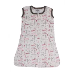 Bacati - Boys Baseball Muslin Red Gray 4 Pc Crib Bedding Set With Sleeping Bag