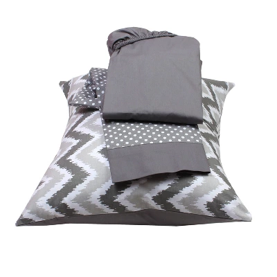 Bacati - MixNMatch Gray Chevron Dots 3 Pc Toddler Sheet Set 4 Bacati - MixNMatch Gray Chevron Dots 3 Pc Toddler Sheet Set - Image 2