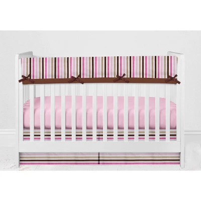 Bacati - Mod Dots Stripes Pink Fuschia Beige Chocolate 6 Pc Crib Bedding Set With Long Rail Guard Cover 10 Bacati - Mod Dots Stripes Pink Fuschia Beige Chocolate 6 Pc Crib Bedding Set With Long Rail Guard Cover - Image 8