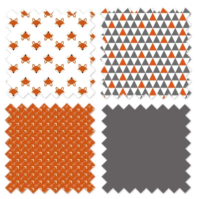 Bacati - Playful Fox Orange Gray 3 Pc Crib Bedding Set 8 Bacati - Playful Fox Orange Gray 3 Pc Crib Bedding Set - Image 6