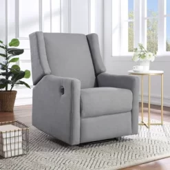 Suite Bebe Pronto Power Recliner Accent Chair - Oyster Gray Fabric
