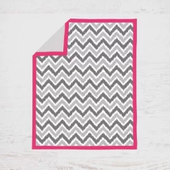 Bacati - Ikat Dots Leopard Pink Grey Girls 4 Pc Crib Set With Muslin Sleeping Sack