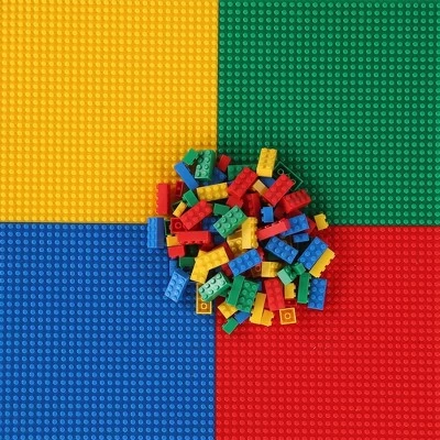 3pc 2 In 1 Square Activity Table With 2 Chairs Blue/Red - Humble Crew 6 3pc 2 In 1 Square Activity Table With 2 Chairs Blue/Red - Humble Crew - Image 4