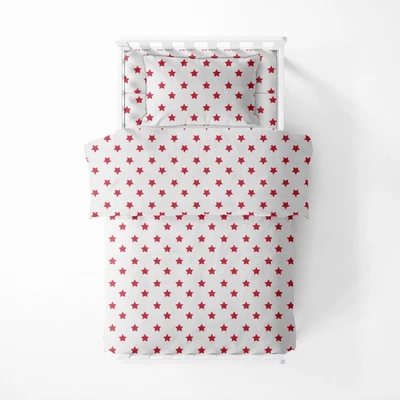Bacati - Stars Red Ikat Muslin 4 Pc Toddler Bedding Set 4 Bacati - Stars Red Ikat Muslin 4 Pc Toddler Bedding Set - Image 2
