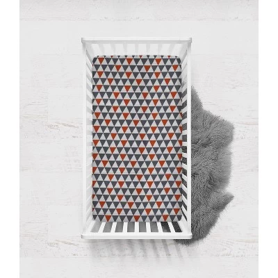 Bacati - Triangles Orange Gray 100 Percent Cotton Universal Baby US Standard Crib Or Toddler Bed Fitted Sheet 6 Bacati - Triangles Orange Gray 100 Percent Cotton Universal Baby US Standard Crib Or Toddler Bed Fitted Sheet - Image 4
