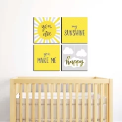 Big Dot Of Happiness You Are My Sunshine - Kids Room, Nursery Decor And Home Decor - 11 X 11 Inches Kids Wall Art - Set Of 4 Prints