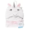 Hudson Baby Infant Girl Hooded Animal Face Plush Blanket, White Unicorn, One Size