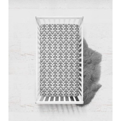 Bacati - Ikat Gray Damask Muslin 100 Percent Cotton Universal Baby US Standard Crib Or Toddler Bed Fitted Sheet 4 Bacati - Ikat Gray Damask Muslin 100 Percent Cotton Universal Baby US Standard Crib Or Toddler Bed Fitted Sheet - Image 2