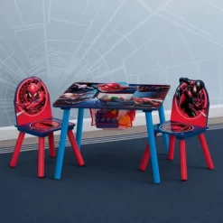 Delta Children Spider-Man Kids' Table And Chair Set With Storage (2 Chairs Included) - Greenguard Gold Certified - 3ct