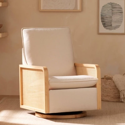 Babyletto Sumba Swivel Glider With Cane - Performance Cream Eco-Weave/Light Wood Base 3 Babyletto Sumba Swivel Glider With Cane - Performance Cream Eco-Weave/Light Wood Base