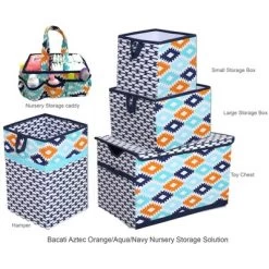 Bacati - Liam Kilim Aqua/Orange/Navy Collapsible Laundry Hamper -Baby Products GUEST 7503b340 0acd 4707 a3bf 8aa1a21450a9