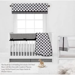 Bacati - Dots Stripes Black/White 6 Pc Crib Bedding Set With Long Rail Guard Cover -Baby Products GUEST 81c94b64 e7af 4067 b333 8f55dc51786c