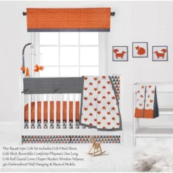 Bacati - Playful Fox Orange Gray 10 Pc Crib Bedding Set With Long Rail Guard Cover 14 Bacati - Playful Fox Orange Gray 10 Pc Crib Bedding Set With Long Rail Guard Cover -Baby Products GUEST 8255e396 ae8f 4609 8042 2e20e83b01da