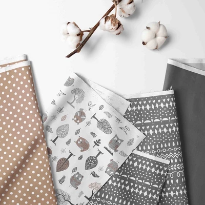 Bacati - Owls In The Woods Beige/Gray 10 Pc Crib Bedding Set With Long Rail Guard Cover 3 Bacati - Owls In The Woods Beige/Gray 10 Pc Crib Bedding Set With Long Rail Guard Cover