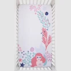 Disney The Little Mermaid Ariel Photo Op Fitted Crib Sheet - Coral/Aqua/White