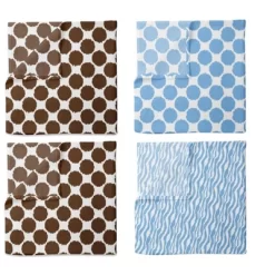 Bacati - Ikat Blue/Chocolate Swaddling Muslin Blankets Set Of 4