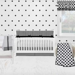 Bacati - Dots Stripes Black/White 6 Pc Crib Bedding Set With Long Rail Guard Cover -Baby Products GUEST 8ed98403 3fcd 4015 9fc0 f703b793b18e