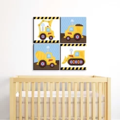 Big Dot Of Happiness Construction Truck - Kids Room, Nursery Decor And Home Decor - 11 X 11 Inches Nursery Wall Art - Set Of 4 Prints For Baby's Room