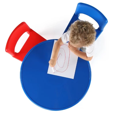 3pc Round Plastic Construction Table With 2 Chairs And Cover Blue/Red/White - Humble Crew 5 3pc Round Plastic Construction Table With 2 Chairs And Cover Blue/Red/White - Humble Crew - Image 3