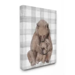 Stupell Industries Bear And Cub Nursery Illustration Grey Farmer Plaid -Baby Products GUEST 9adfcb7e 0521 49d5 a9c7 936afc9cad83