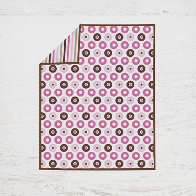 Bacati - Mod Dots Stripes Pink Fuschia Beige Chocolate 6 Pc Crib Bedding Set With Long Rail Guard Cover 4 Bacati - Mod Dots Stripes Pink Fuschia Beige Chocolate 6 Pc Crib Bedding Set With Long Rail Guard Cover - Image 2