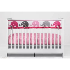 Bacati - Elephants Pink/Fuschia/Gray 10 Pc Crib Bedding Set With Long Rail Guard Cover -Baby Products GUEST a049ee2b ff88 4793 a931 0dfd036730b3